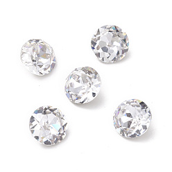 Crystal K9 Glass Rhinestone Cabochons, Pointed Back & Back Plated, Flat Round, Crystal, 8x4.5mm