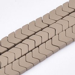 BurlyWood Spray Painted Non-magnetic Synthetic Hematite Beads Strands, Arrow/Chevron, BurlyWood, 5x6x3mm, Hole: 0.5mm, about 100pcs/strand, 15.7 inch