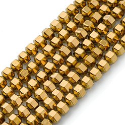 с Золотистым Покрытием Немагнитные синтетический гематит бисер пряди, с золотым покрытием, 4x4 мм, отверстие : 0.8 мм, около 100 шт / нитка, 15.7 дюйм