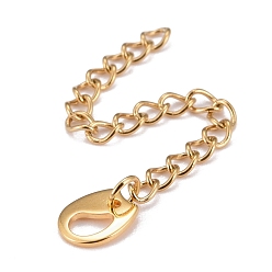 Золотой 304 удлинитель цепи из нержавеющей стали, Снаряженная цепь, с 202 прелестей из нержавеющей стали, золотые, 61 мм, ссылка: 3.7x3x0.5 мм, очарование: 7.6x6x0.6 мм