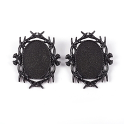 Черный Выводы сплава цинка брошь, овальные, чёрные, 39.5x32x8 мм, лоток : 25x18 мм