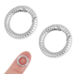 Платина 2 шт. 925 Кольца с пружинным затвором из стерлингового серебра, полосатый овал, платина, 12x2 мм