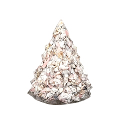 White Resin Christmas Tree Display Decoration, with Shell Chips inside Statues for Home Office Decorations, White, 80x80x105mm