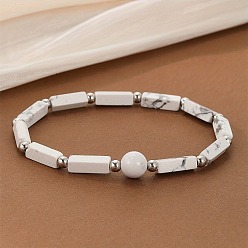 Говлит Браслеты из натурального хаулита с бусинами для мужчин и женщин, кубоид, 7-1/2 дюйм (19 см)