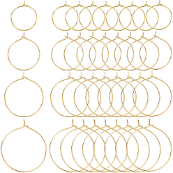 Золотой 160 шт 4 стиль латунные кольца-шармы для бокалов вина, Обручальные серьги, золотые, 20~35x0.8 мм (калибр 20), 40 шт / стиль