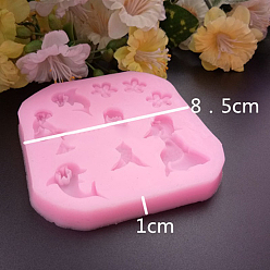 Pink Food Grade Silicone Molds, Fondant Molds, For DIY Cake Decoration, Chocolate, Candy, UV Resin & Epoxy Resin Jewelry Making, Mermaid Theme, Pink, 80x78x10mm