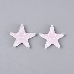 Розовый Прозрачная смола и кабошоны с пайетками в технике декоден, морская звезда, туманная роза, 32~33.5x33~35.5x10~11 мм