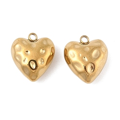 Настоящее золото 18K 304 прелести нержавеющей стали, сердце прелести, вакуумное покрытие pvd, реальный 18 k позолоченный, 13x11x6 мм, отверстие : 1.6 мм