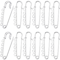 Серебро 30шт железная брошь выводы, 5- булавки для килта с отверстиями для изготовления значков на лацкан, серебряные, 49x16.5x4.5 мм, отверстие : 3.5 мм