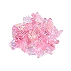 Rose Chaud Galvanoplastie perles de verre transparentes, papillon, de couleur plaquée ab , demi-plaqué, rose chaud, 9.5x11x3.5~4mm, Trou: 1.2~1.4mm, environ2220 pcs / 1000 g