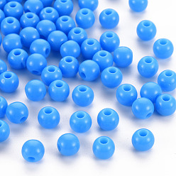 Deep Sky Blue Opaque Acrylic Beads, Round, Deep Sky Blue, 6x5mm, Hole: 1.8mm, about 4400pcs/500g