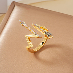 Arrow Манжеты из латуни с микро паве кубический цирконий для женщин, золотой и серебряный, стрелка, 28 мм, внутренний диаметр: 17 мм