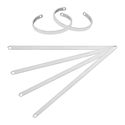 Нержавеющая Сталь Цвет 4шт. браслеты-манжеты из нержавеющей стали, с отверстием в форме сердца, кисть эффект отделки, для изготовления браслета-манжеты своими руками, штамповка и гравировка по металлу, цвет нержавеющей стали, 16x0.6x0.19 см