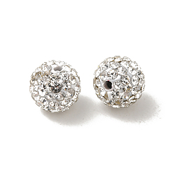 Белый Бусины с класс А стразами, pave disco бусины, cmолы и каолина, круглые, белые, С. 9 (1.5 мм), 1.6 мм, отверстие : 8 мм