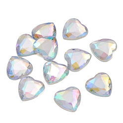 Прозрачный АВ Акриловые стразы - кабошоны , плоская спина и гранеными, сердце, ясно AB, 18x18x4 мм