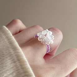 Белый Кольца для женщин из акрила с цветком и стеклянными бусинами, белые, внутренний диаметр: 20 мм