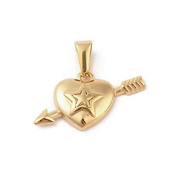 Золотой Вакуумное покрытие pvd 304 подвески из нержавеющей стали, одна стрела сквозь чары сердца, золотые, 14.5x24.5x4 мм, отверстие : 6x3 мм