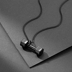 Черный Гантель 304 подвеска из нержавеющей стали ожерелья, чёрные, 25.59 дюйм (65 см)