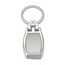 Platine Porte-clés en alliage de zinc, avec les principaux anneaux de fer, platine, 84 mm, pendentif: 56x27.5x4 mm