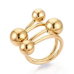 Настоящее золото 18K Регулируемые 304 манжеты из нержавеющей стали, круглый шар, ионное покрытие (ip), реальный 18 k позолоченный, 26~36 мм, внутренний диаметр: 18 мм