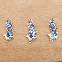 Light Gold Прелести соединителя сплава, ссылки феникса, стальной синий, золотой свет, 28x14 мм