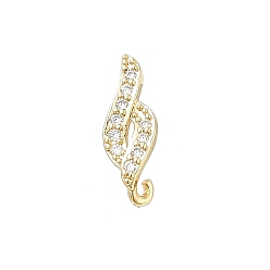 Настоящее золото 18K Фурнитура для сережек из латуни с микропаве из кубического циркония, без кадмия, без никеля и без свинца, с петлей, реальный 18 k позолоченный, 12x4.5 мм, отверстие : 0.9 мм, штифты : 11.5x0.7 мм