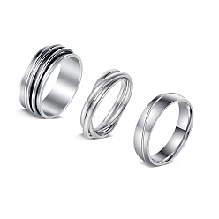 Stainless Steel Color 304 Stainless Steel Finger Rings, Twist, Stainless Steel Color, Inner Diameter: 18.2mm, about 3pcs/set