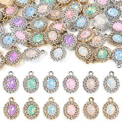 Платиновый & Золотой 40 шт. 2 Цветной сплав с УФ-покрытием и подвесками из разноцветного стекла и стразов, овальные, платиной и золотом, 17.5x12x3.5 мм, отверстие : 2 мм, 20 шт / цвет