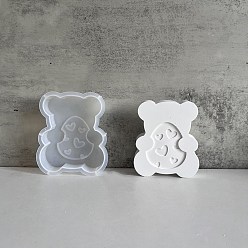 Медведь Пасхальные силиконовые формы своими руками, изготовление украшений, формы для литья смолы, для уф-смолы, изготовление ювелирных изделий из эпоксидной смолы, белые, медведь, 110.5x95.5x23.5 мм