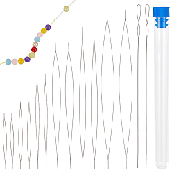 Stainless Steel Color Jewelry Tool Kits, including 24Pcs 6 Styles High Carbon Steel Big Eye Beading Needles, 4Pcs Long Straight Sewing Embroidery Threads and 1Pc Tube Plastic Bead Containers, Stainless Steel Color, 4.5~12.8x0.05x0.02cm, 4pcs/style