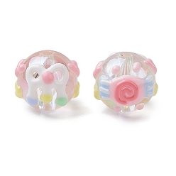 Разноцветный Акриловые бусины, бусины ручной работы, с эмалью, круглый с конфетой, красочный, 19~20x15 мм, отверстие : 2.8 мм