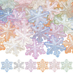 (52) Непрозрачная лаванда 36шт. 6 цветные светящиеся прозрачные акриловые бусины, снежинка, светится в темноте, с блеском порошок, разноцветные, 30x27.5x8 мм, отверстие : 1.8 мм, 6 шт / цвет