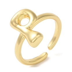 Letter P Латунные открытые кольца манжеты, для женщин, без свинца и без кадмия, реальный 18 k позолоченный, Письмо P, 10 мм, регулируемый