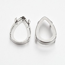 Платина Плоская каплевидная латунь, настройки когтей для остроконечных страз, настройки открытой спины, платина, 10x7x0.4 мм, пригодный для 7x10 кабошонов mm