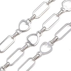 Нержавеющая Сталь Цвет 304 цепи с сердцевиной и овальными звеньями из нержавеющей стали, несварные, цвет нержавеющей стали, 16x6.5x11 мм