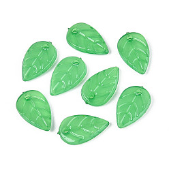 Зеленый лайм Прозрачные акриловые подвески, лист прелести, зеленый лайм, 18x11x3 мм, отверстие : 1.8 мм, Около 1315 шт / 500 г