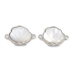 Платина Латунные звенья из ракушки, без кадмия, без никеля и без свинца, подвески в форме ракушки, платина, 12x17.5x3.5 мм, отверстие : 1 мм