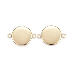 Golden Ion Plating(IP) 304 Stainless Steel Cabochon Connector Settings, Plain Edge Bezel Cups, Flat Round, Golden, Tray: 12mm, 20x13x2mm, Hole: 2mm