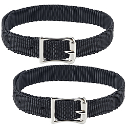 Черный 1Пара полипропиленовых ремешков для шпор, регулируемые лямки для высоких ботинок до бедра, с центральной пряжкой из сплава, для конного снаряжения, чёрные, 470x17x2 мм, отверстие : 4.5 мм