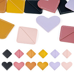 (52) Непрозрачная лаванда 12 шт. 2 стили защитные уголки для книг из искусственной кожи, в форме сердца/ромба, разноцветные, 46~50x46~61x3.5 мм, 6 цвет / стиль
