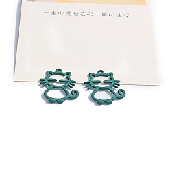 чирок Акриловые подвески краскораспылительные, подвески в форме кошки, зелено-синие, 28x25 мм, 10 шт / комплект