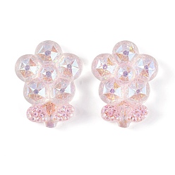 Pink Прозрачные кабошоны для декодирования цветов из эпоксидной смолы, с блеском порошок, розовые, 25x19.5x6.5 мм