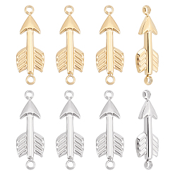 Золотой & Цвет Нержавеющей Стали 8шт 2 цвета 304 подвески из нержавеющей стали, стрелка, золотые и нержавеющая сталь цвет, 16x5.5x1.5 мм, отверстие : 1 мм, 4 шт / цвет