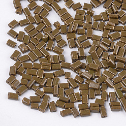 Dark Goldenrod Baking Paint Glass Flat Beads, Rectangle, Dark Goldenrod, 4~7x3~4x2.5mm, Hole: 0.8mm, about 2500pcs/bag