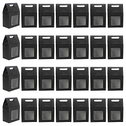 Черный Прямоугольные подарочные коробки для хранения бумаги с прозрачным окном, подарочный упаковочный футляр для принадлежностей для свадебной вечеринки, чёрные, 9.8x6x15 см