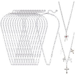 Нержавеющая Сталь Цвет 12шт. 4мм 304 цепочки из нержавеющей стали в виде скрепок, не тускнеет, цвет нержавеющей стали, 17.72 дюйм (45 см)