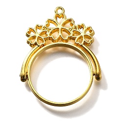 Золотой Подвесные подвески из сплава, для diy уф смолы, эпоксидная смола, без кадмия, без никеля и без свинца, плоские круглые с цветком, золотые, 39x30x3.5 мм, отверстие : 1.6 мм