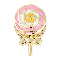 Леденец Стойки обшивки бисером латунной трубки, Эмаль стиле, долговечный, без кадмия и без свинца, реальный 18 k позолоченный, большое отверстие шарик, леденец, 17x11x7.5 мм, отверстие : 4.5 мм