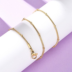 Золотой 1.2мм 304 ожерелья из круглой змейки из нержавеющей стали с бусинами-рондель, с карабин-лобстерами , ионное покрытие (ip), золотые, 17.72 дюйм (45 см)