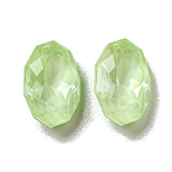 Chrysolite Glass Rhinestone Cabochons, Point Back & Back Plated, Faceted, Oval, Chrysolite, 10x6.5x4mm